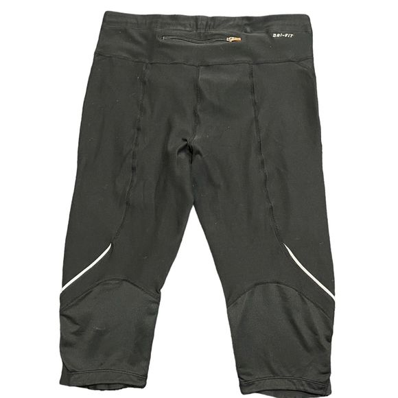 Nike Dri-Fit Workout Leggings Capri Women's Medium Logo Yoga 15” Drawstring - Picture 2 of 9